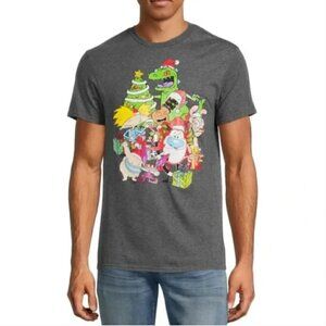 Nickelodeon Christmas Shirt Short Sleeves Holiday M Unisex Hey Arnold Reptar